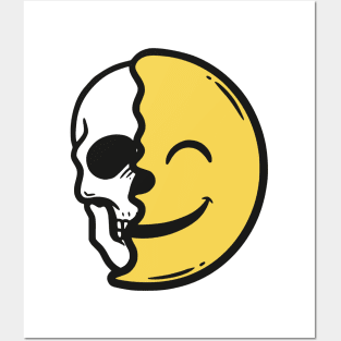 Skull and Smile Emoticon Posters and Art